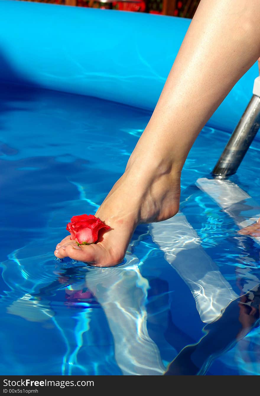 Leg in pool