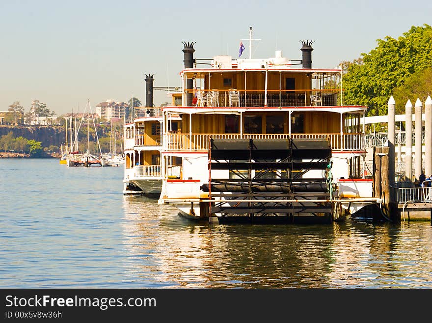 Paddle steamers on the side of the Brisbane river, Queensland, Australia