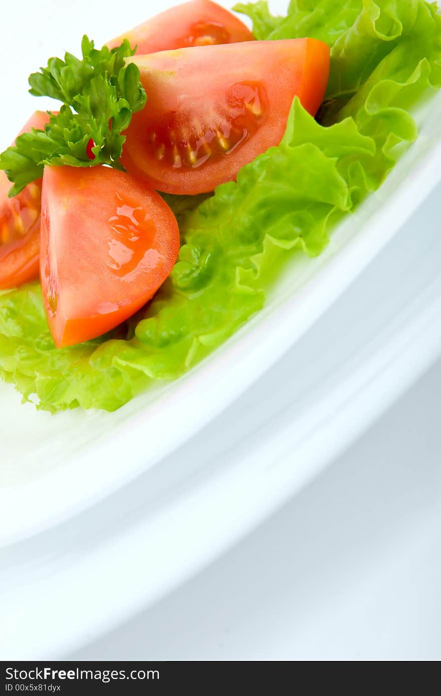 Italian salad with tomato close up