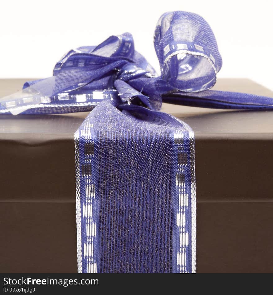 Special gift with blue ribbon