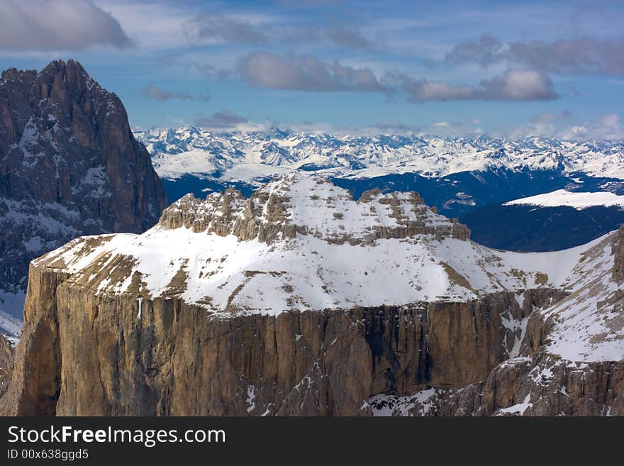 Beautiful winter mountain landscape in Italian Dolomites