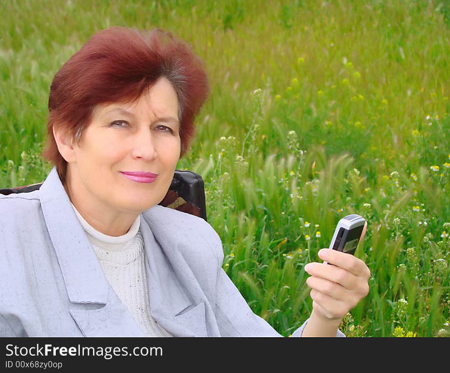 Woman with a telephone.