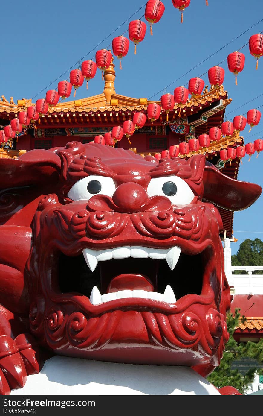 Lion carving on a Chinese temple in Taiwan