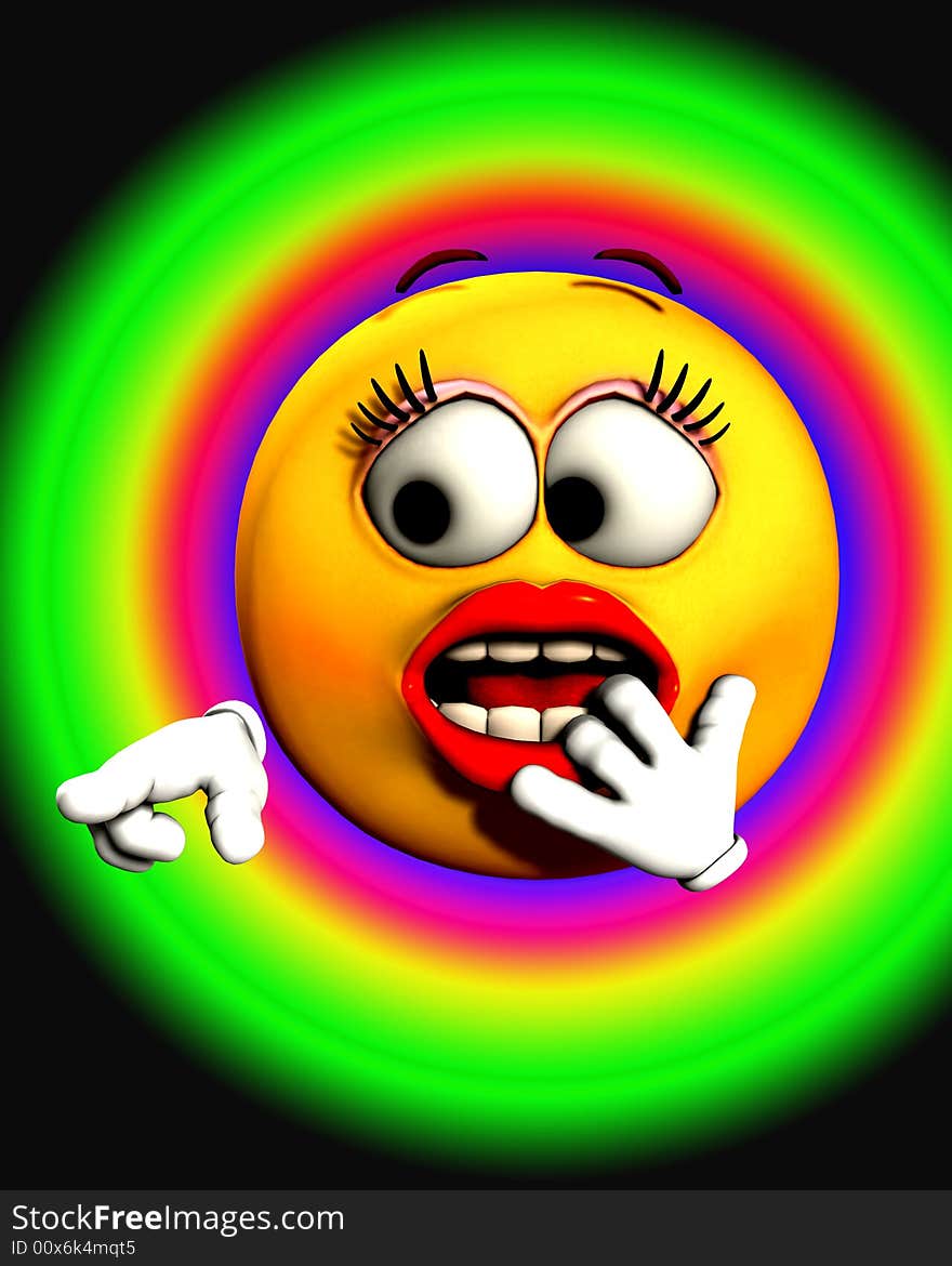 An image of a very shocked female cartoon face, who is pointing. An image of a very shocked female cartoon face, who is pointing.