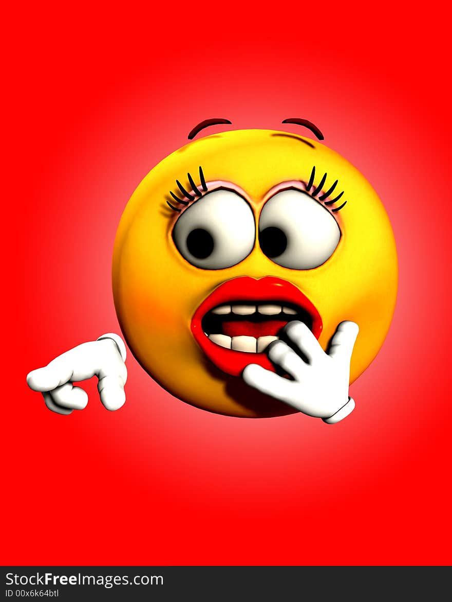 An image of a very shocked female cartoon face, who is pointing. An image of a very shocked female cartoon face, who is pointing.