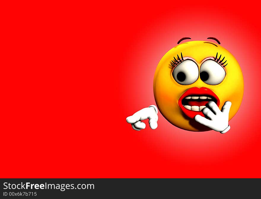 An image of a very shocked female cartoon face, who is pointing. An image of a very shocked female cartoon face, who is pointing.