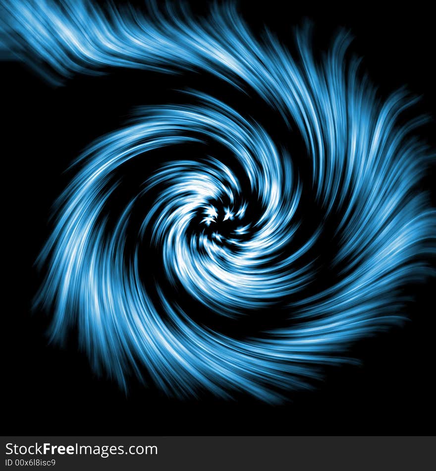 Blue twirl spiral against black background. Blue twirl spiral against black background.