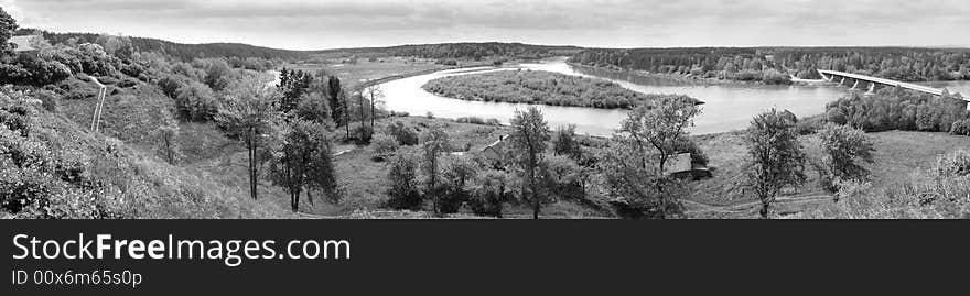 The panoramic view of Nemunas, the biggest river in Lithuania. The panoramic view of Nemunas, the biggest river in Lithuania.