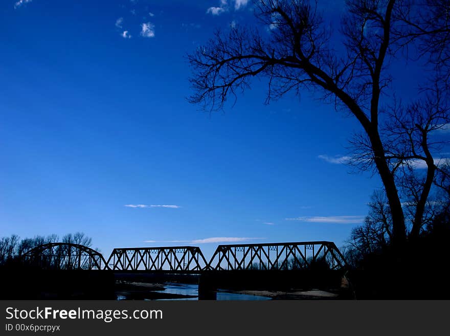 Photo of old steel railroad bridge taken in Oklahoma. Photo of old steel railroad bridge taken in Oklahoma