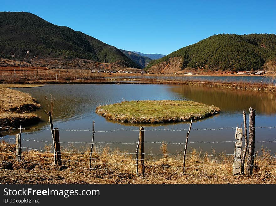 Rural landscape nearby lugu lake