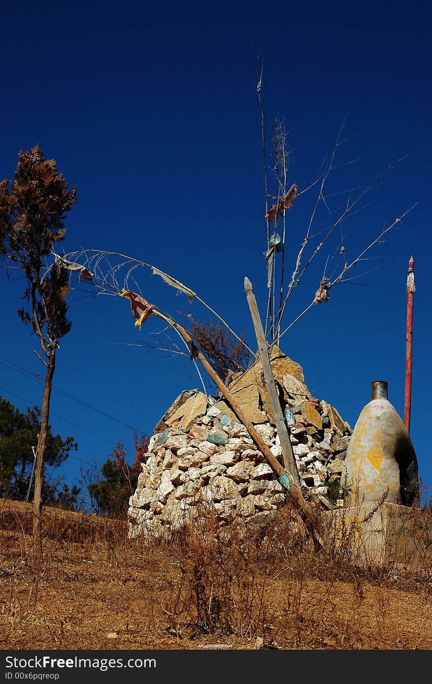 Sacrificial altar in lugu lake