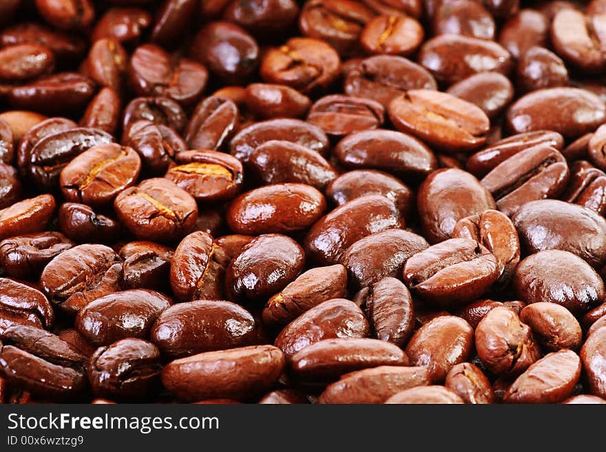 Coffee background, close up of the beans