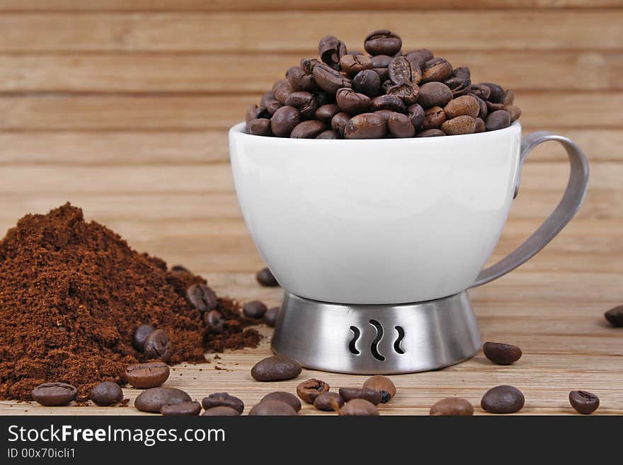 Cup of coffee beans