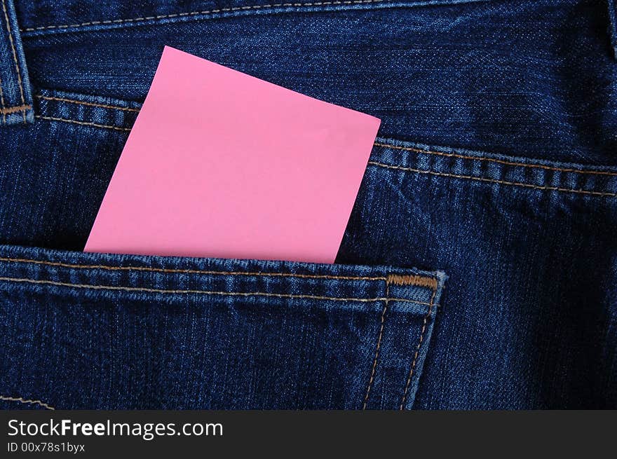 A lot of copy space in the pocket of denim trousers. A lot of copy space in the pocket of denim trousers.