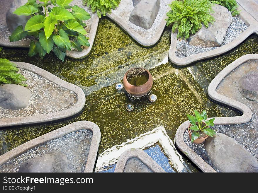 Top shot of star-shaped rock garden