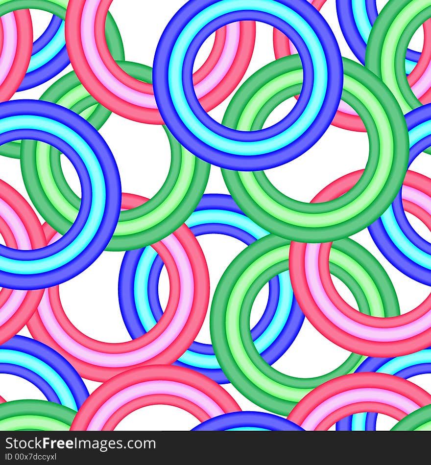 Seamless vivid texture with 3d rings. Seamless vivid texture with 3d rings