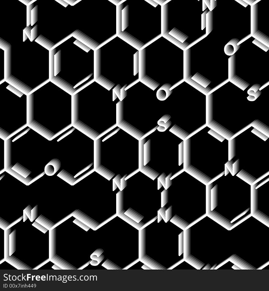 Chemical heterocyclic structure. Seamlessly vector wallpaper. Chemical heterocyclic structure. Seamlessly vector wallpaper