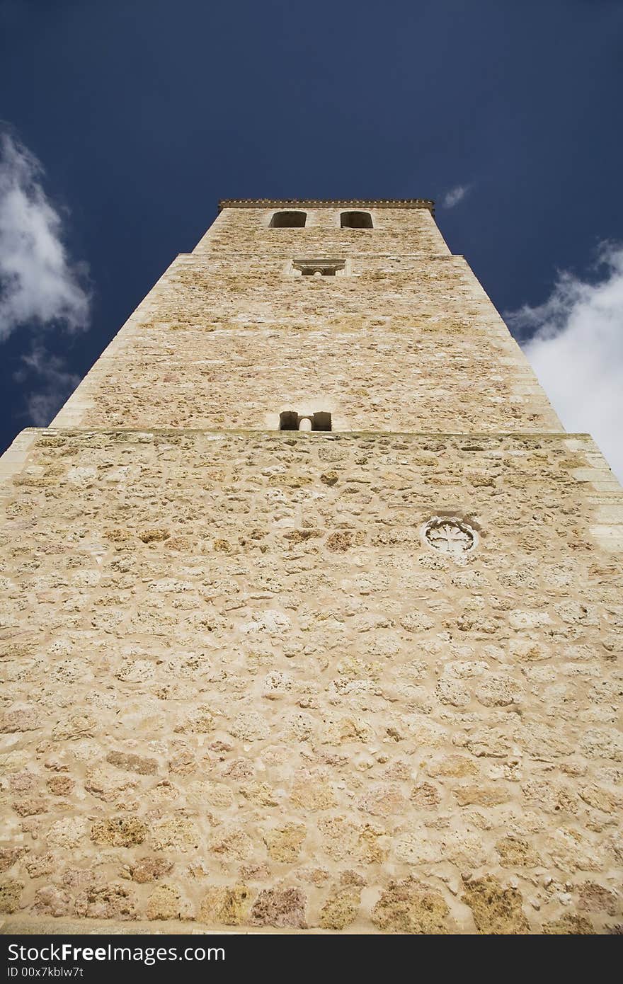 Tower of the church at belmonte village in spain. Tower of the church at belmonte village in spain