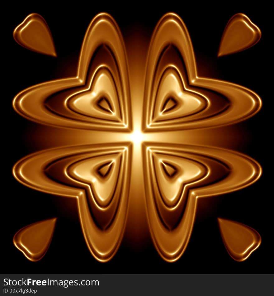 Design of the golden love motif symbol