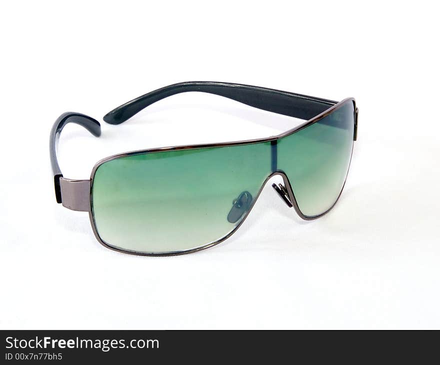 Green sunglasses on white background. Green sunglasses on white background