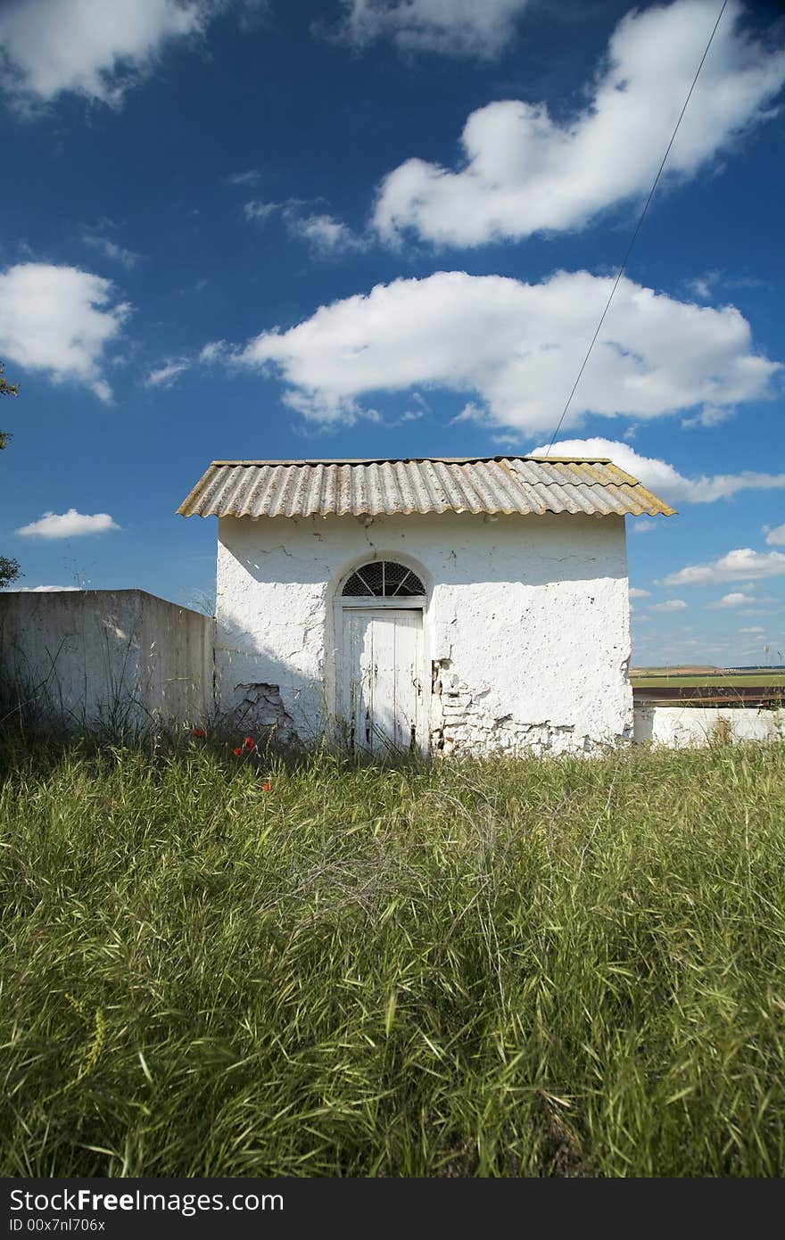 White small house in the countryside of belmonte village