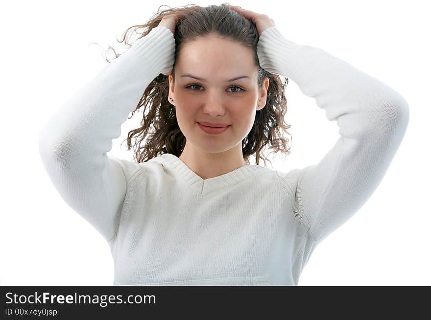 Beauty woman portrait on white background