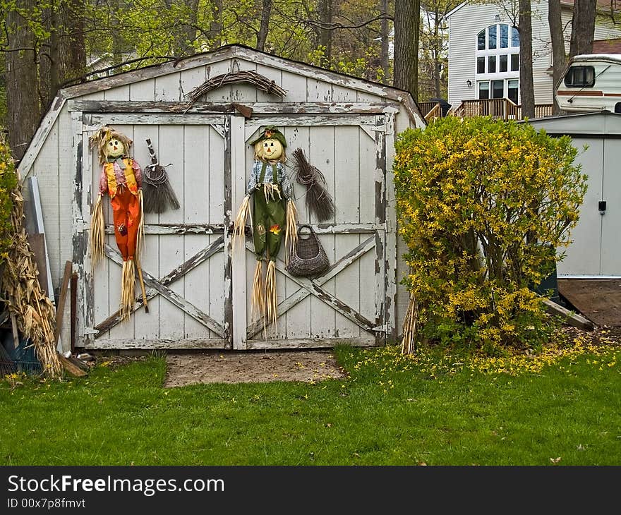 Scarecrows on Shed