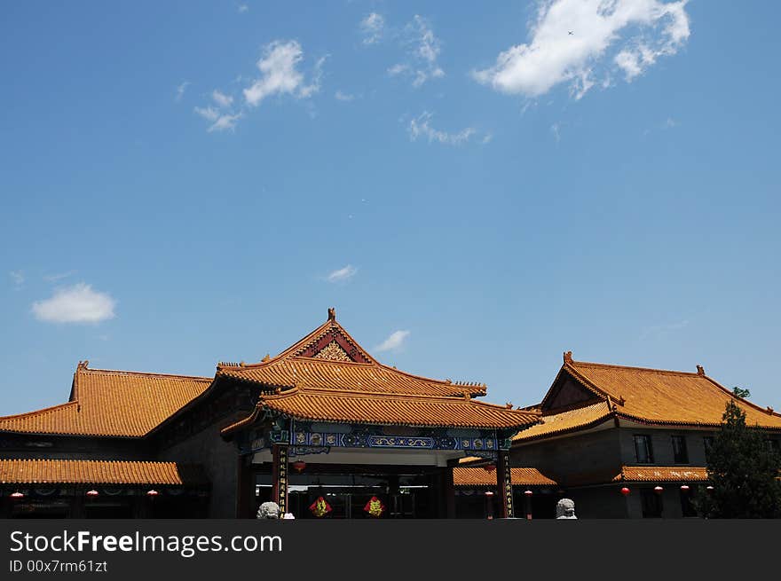 Chinese style building under blue sky. Chinese style building under blue sky