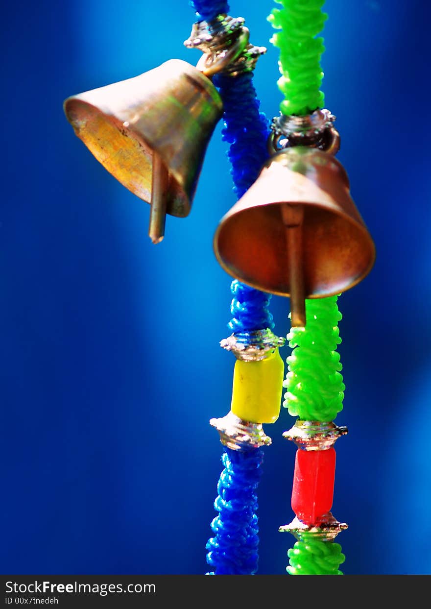 Hanging Prayer Bells that are used to ward off evil spirits or for decoration.