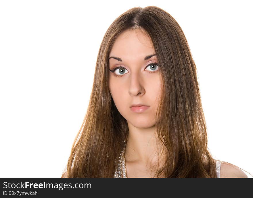 Girl portrait on white background