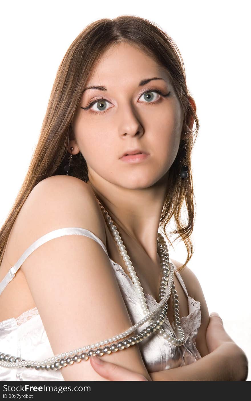 Girl portrait on white background