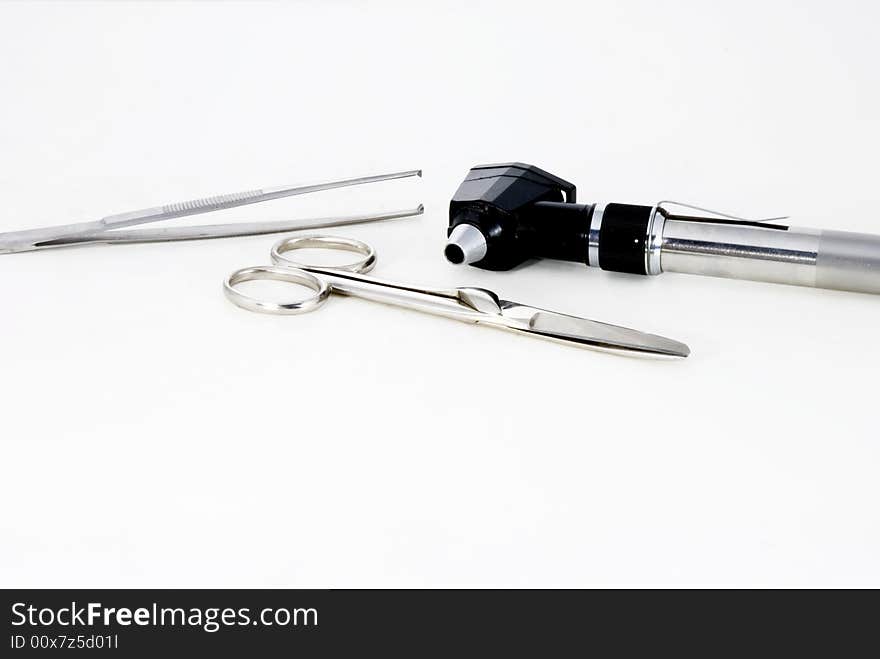 Surgical equipment on a white background. Surgical equipment on a white background.