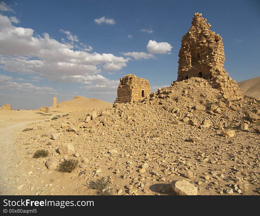 Ancient ruins in desert, Syria. Ancient ruins in desert, Syria