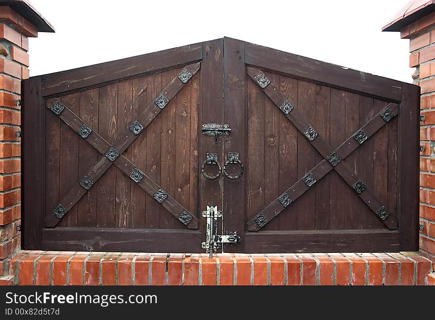 Old fashioned gates isolated over white