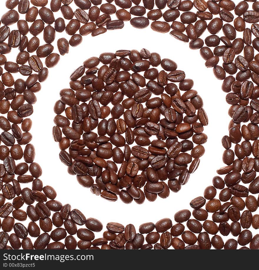 Coffee circle over white background