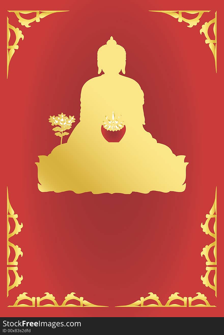 Image of medicine’s buddha with bumpa and medicine plant or tree. Image of medicine’s buddha with bumpa and medicine plant or tree