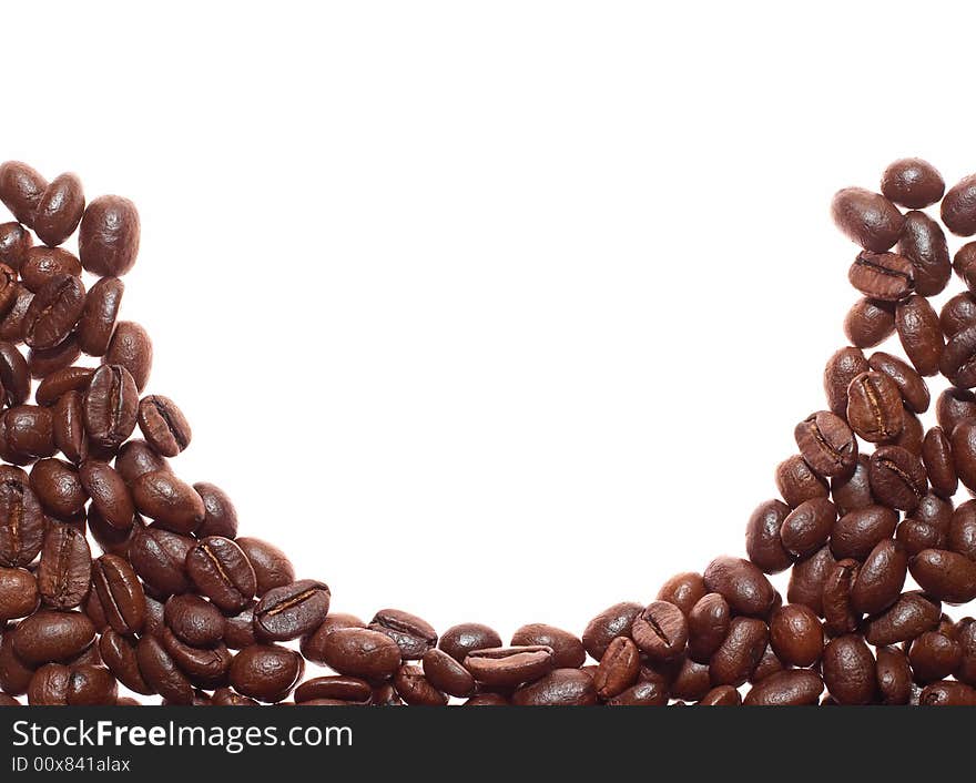 Coffee beans shape over white background