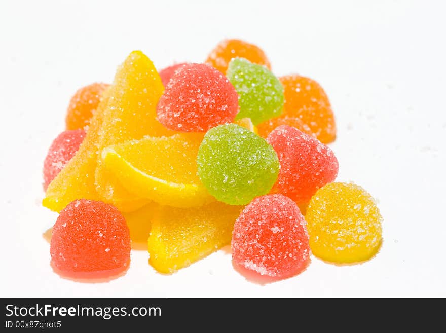 Heap of colorful dried sugared fruits