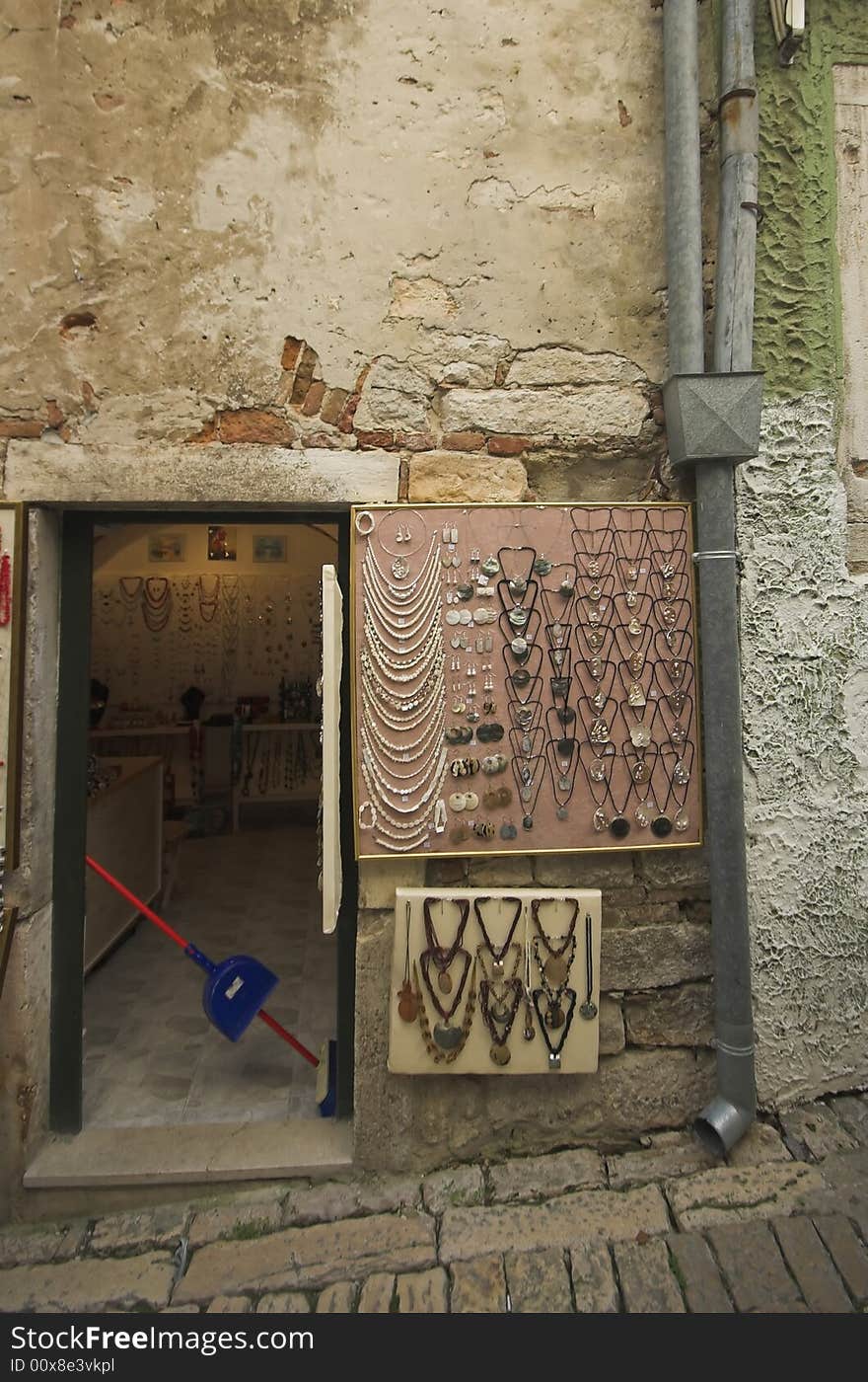 Back street in Rovinj, medieval city in Istria, Croatia