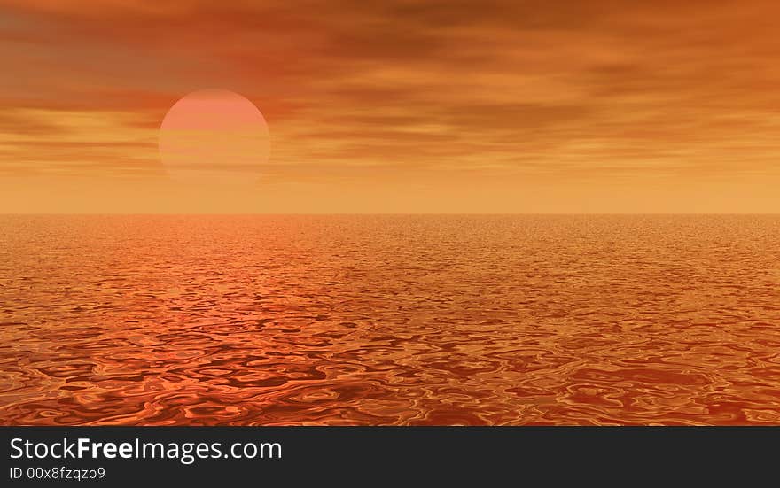 Beautiful sun and sky 3d render