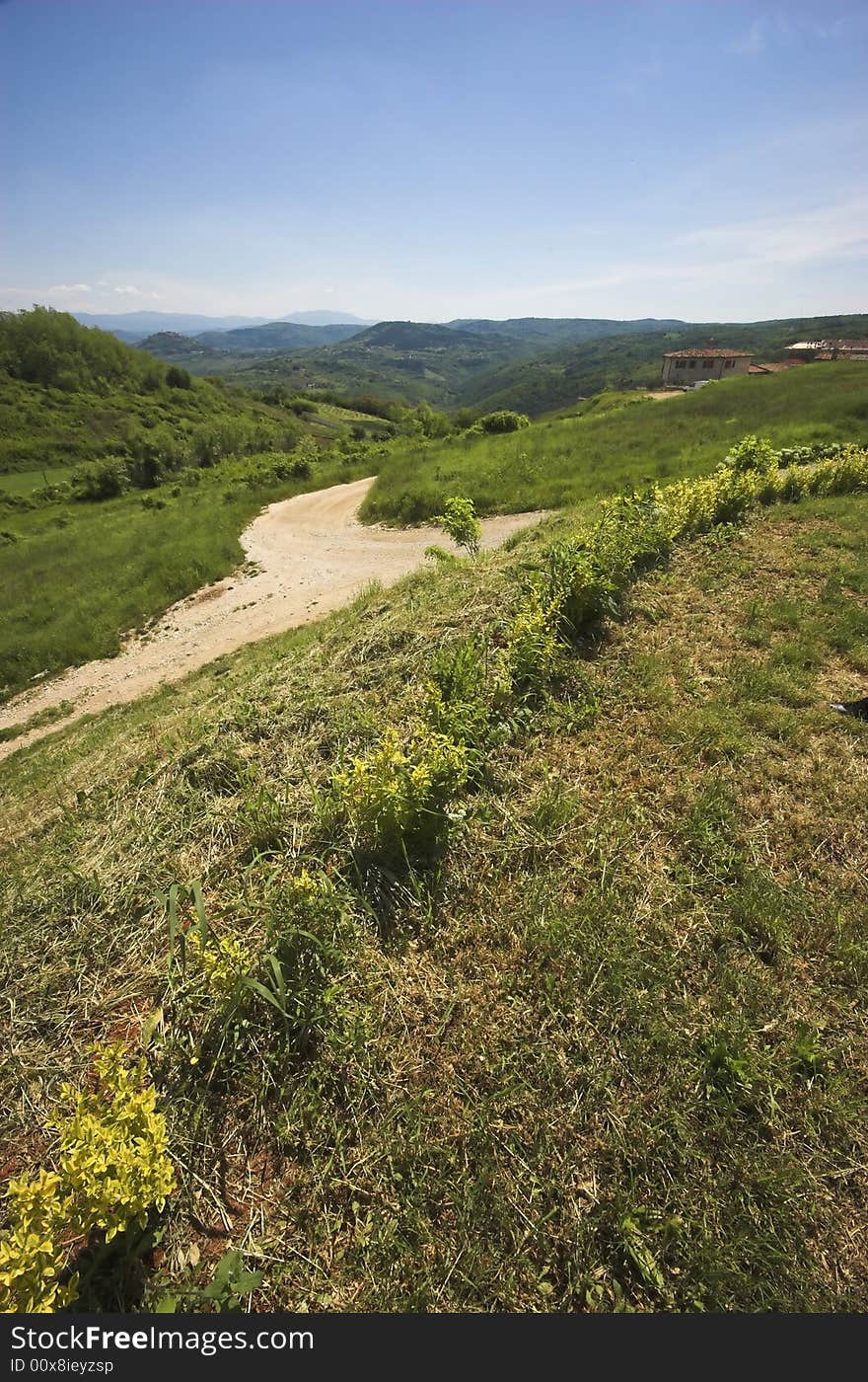 Countryside landscape in the Valley of Mirna, Croatia