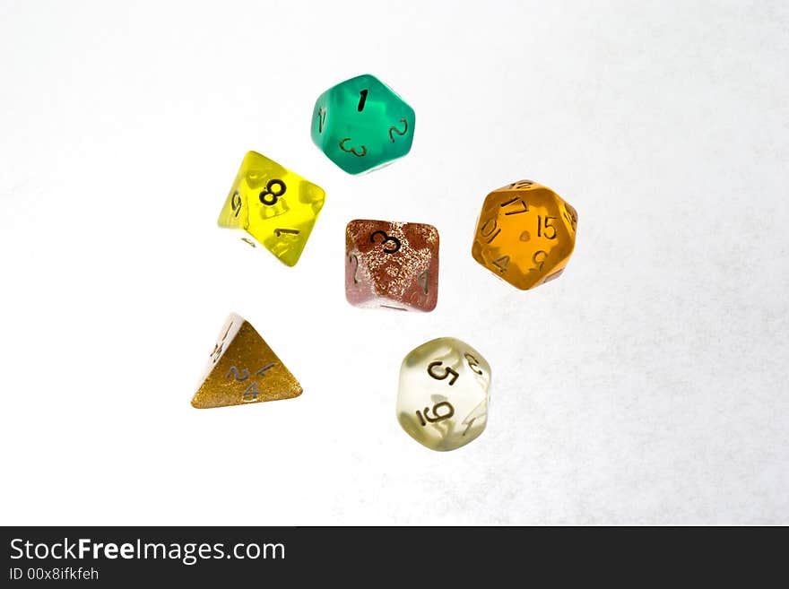 Role play game dices in trasparency. Role play game dices in trasparency