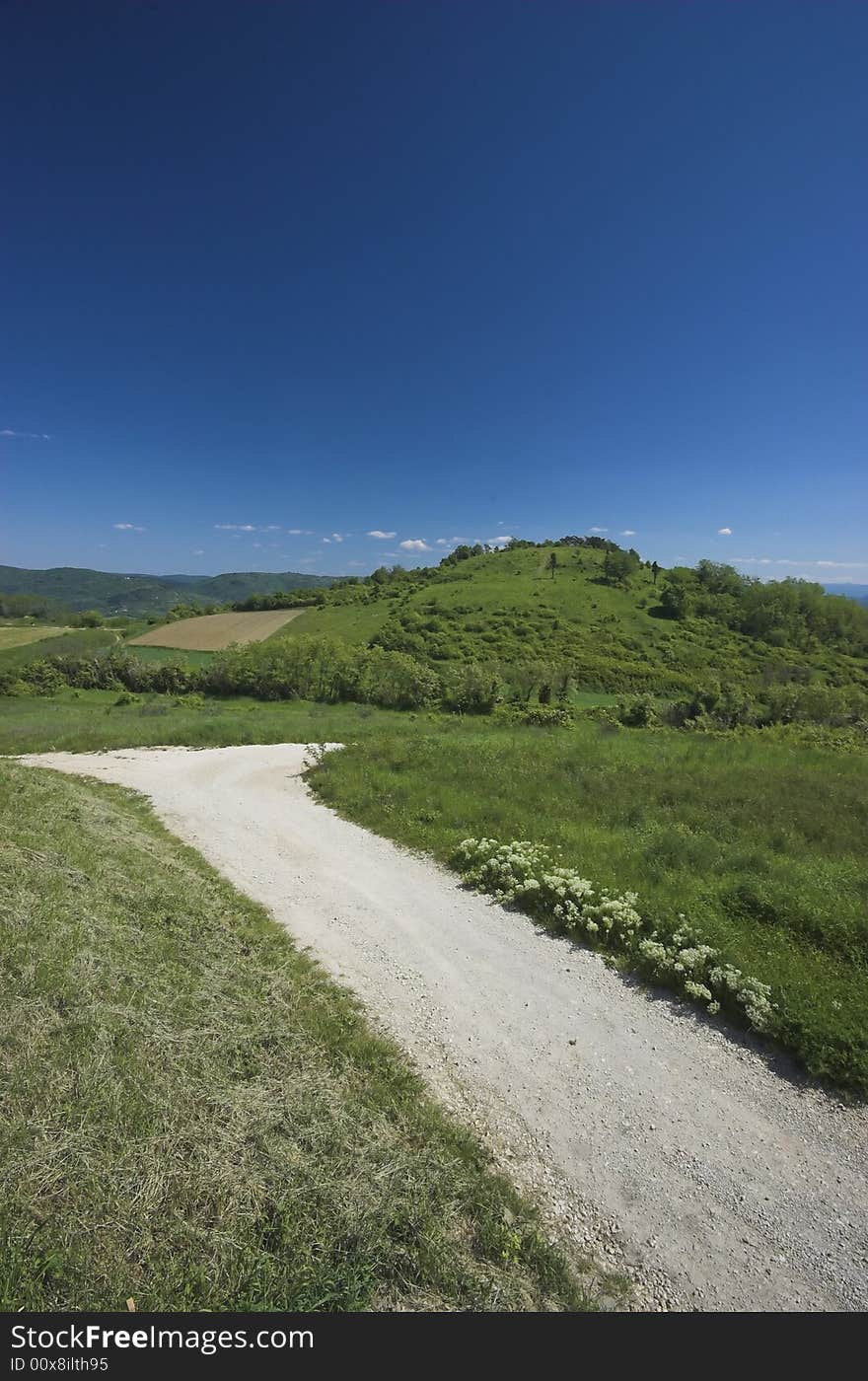 Countryside landscape in the Valley of Mirna, Croatia