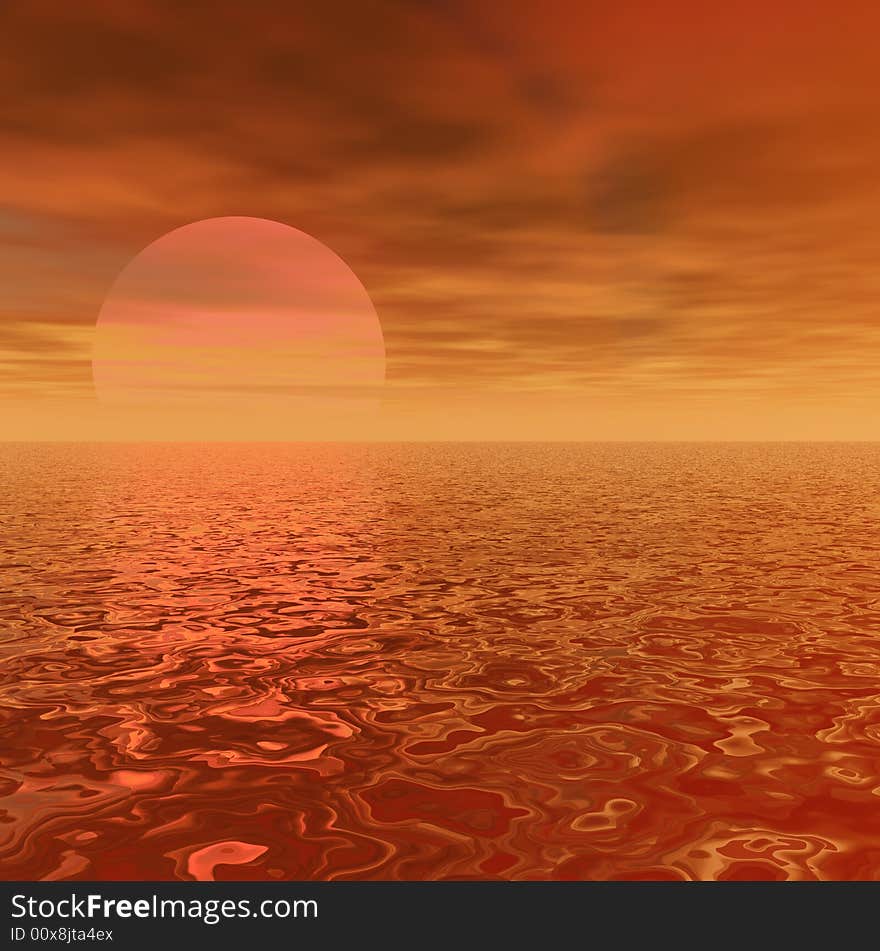 Beautiful sun and sky 3d render