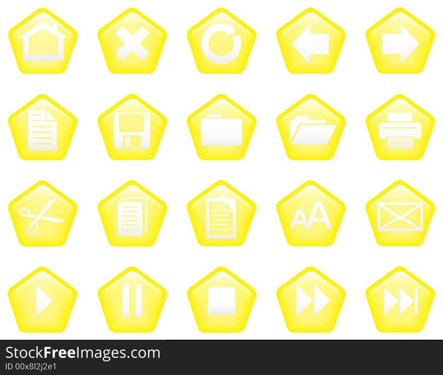 Pentagon Shaped Glassy Buttons Yellow