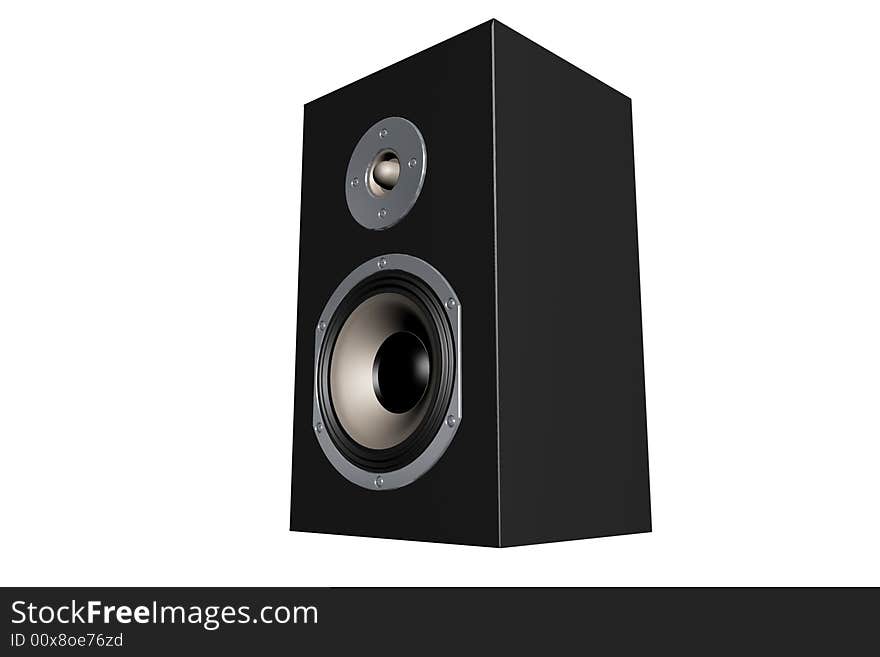 Simple black loudspeaker on white background