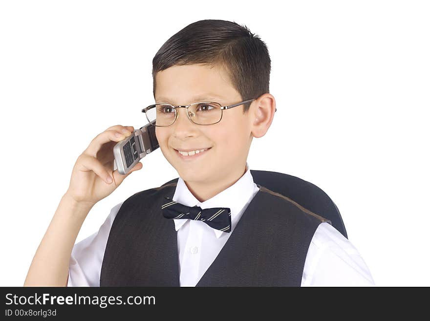 Young businessman talking to mobile phone