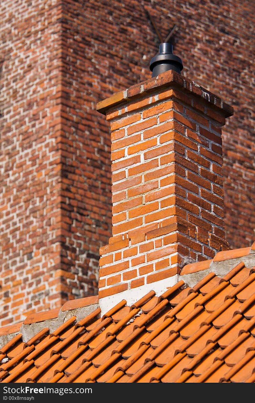 Urban abstract of a brick chimney