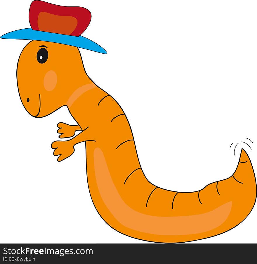 Vector illustration of a cute worm with a hat