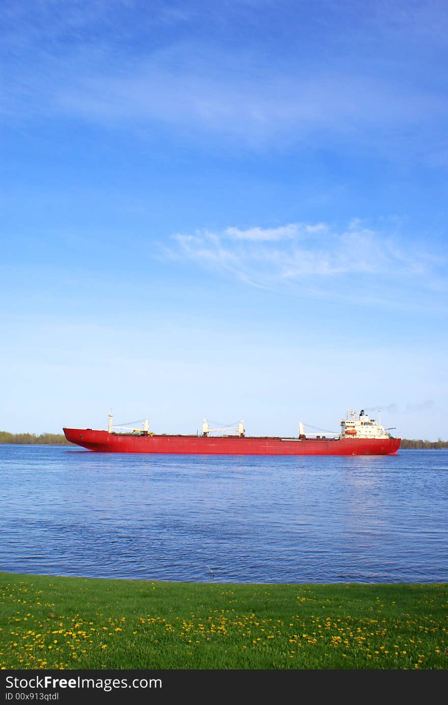 Ferry crossing the saint lauwrence river near montreal. Ferry crossing the saint lauwrence river near montreal